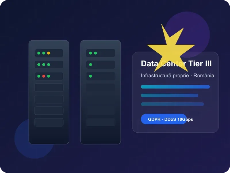 Data center România cu protecție DDoS 1.6 Tbps — KabyNode Data center în România cu protecție DDoS 1.6 Tbps, Imunify360 și backup automat — KabyNode